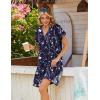 Zeagoo Summer Dresses for Women Short Sleeve Shift Dress V Neck Casual Mini Beach Vacation Boho Sundress with Pockets(Navy Sf180)