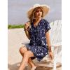 Zeagoo Summer Dresses for Women Short Sleeve Shift Dress V Neck Casual Mini Beach Vacation Boho Sundress with Pockets(Navy Sf180)