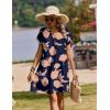 Zeagoo Summer Dresses for Women Short Sleeve Shift Dress V Neck Casual Mini Beach Vacation Boho Sundress with Pockets(Navy Sf294)