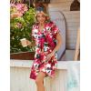 Zeagoo Summer Dresses for Women Short Sleeve Shift Dress V Neck Casual Mini Beach Vacation Boho Sundress with Pockets(Red Floral)
