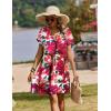 Zeagoo Summer Dresses for Women Short Sleeve Shift Dress V Neck Casual Mini Beach Vacation Boho Sundress with Pockets(Red Floral)