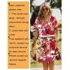 Zeagoo Summer Dresses for Women Short Sleeve Shift Dress V Neck Casual Mini Beach Vacation Boho Sundress with Pockets(Red Floral)
