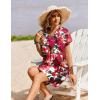 Zeagoo Summer Dresses for Women Short Sleeve Shift Dress V Neck Casual Mini Beach Vacation Boho Sundress with Pockets(Red Floral)