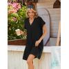 Zeagoo Summer Dresses for Women Short Sleeve Shift Dress V Neck Casual Mini Beach Vacation Boho Sundress with Pockets(Solid Black)
