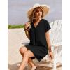Zeagoo Summer Dresses for Women Short Sleeve Shift Dress V Neck Casual Mini Beach Vacation Boho Sundress with Pockets(Solid Black)