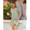 Zeagoo Summer Dresses for Women Short Sleeve Shift Dress V Neck Casual Mini Beach Vacation Boho Sundress with Pockets(Solid Green)