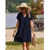 Zeagoo Summer Dresses for Women Short Sleeve Shift Dress V Neck Casual Mini Beach Vacation Boho Sundress with Pockets(Solid Navy)
