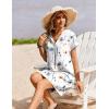Zeagoo Summer Dresses for Women Short Sleeve Shift Dress V Neck Casual Mini Beach Vacation Boho Sundress with Pockets(White Floral)