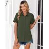 Zeagoo Women Blouses Short Sleeve Button Down Shirts Business Casual Dressy Work Tops Summer Spring Clothes(Army Green)