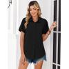Zeagoo Women Blouses Short Sleeve Button Down Shirts Business Casual Dressy Work Tops Summer Spring Clothes(Black)