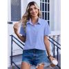 Zeagoo Women Blouses Short Sleeve Button Down Shirts Business Casual Dressy Work Tops Summer Spring Clothes(Dark Blue)