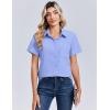 Zeagoo Women Blouses Short Sleeve Button Down Shirts Business Casual Dressy Work Tops Summer Spring Clothes(Dark Blue)