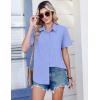 Zeagoo Women Blouses Short Sleeve Button Down Shirts Business Casual Dressy Work Tops Summer Spring Clothes(Dark Blue)