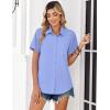 Zeagoo Women Blouses Short Sleeve Button Down Shirts Business Casual Dressy Work Tops Summer Spring Clothes(Dark Blue)