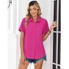 Zeagoo Women Blouses Short Sleeve Button Down Shirts Business Casual Dressy Work Tops Summer Spring Clothes(Hot Pink)