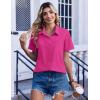 Zeagoo Women Blouses Short Sleeve Button Down Shirts Business Casual Dressy Work Tops Summer Spring Clothes(Hot Pink)