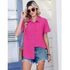 Zeagoo Women Blouses Short Sleeve Button Down Shirts Business Casual Dressy Work Tops Summer Spring Clothes(Hot Pink)