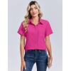 Zeagoo Women Blouses Short Sleeve Button Down Shirts Business Casual Dressy Work Tops Summer Spring Clothes(Hot Pink)