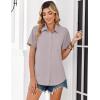 Zeagoo Women Blouses Short Sleeve Button Down Shirts Business Casual Dressy Work Tops Summer Spring Clothes(Khaki)