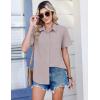 Zeagoo Women Blouses Short Sleeve Button Down Shirts Business Casual Dressy Work Tops Summer Spring Clothes(Khaki)