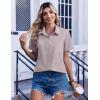 Zeagoo Women Blouses Short Sleeve Button Down Shirts Business Casual Dressy Work Tops Summer Spring Clothes(Khaki)
