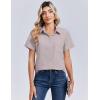 Zeagoo Women Blouses Short Sleeve Button Down Shirts Business Casual Dressy Work Tops Summer Spring Clothes(Khaki)