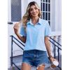 Zeagoo Women Blouses Short Sleeve Button Down Shirts Business Casual Dressy Work Tops Summer Spring Clothes(Light Blue)