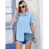 Zeagoo Women Blouses Short Sleeve Button Down Shirts Business Casual Dressy Work Tops Summer Spring Clothes(Light Blue)