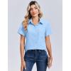Zeagoo Women Blouses Short Sleeve Button Down Shirts Business Casual Dressy Work Tops Summer Spring Clothes(Light Blue)
