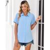 Zeagoo Women Blouses Short Sleeve Button Down Shirts Business Casual Dressy Work Tops Summer Spring Clothes(Light Blue)