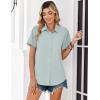 Zeagoo Women Blouses Short Sleeve Button Down Shirts Business Casual Dressy Work Tops Summer Spring Clothes(Light Green)