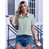 Zeagoo Women Blouses Short Sleeve Button Down Shirts Business Casual Dressy Work Tops Summer Spring Clothes(Light Green)