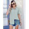 Zeagoo Women Blouses Short Sleeve Button Down Shirts Business Casual Dressy Work Tops Summer Spring Clothes(Light Green)
