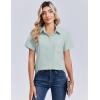 Zeagoo Women Blouses Short Sleeve Button Down Shirts Business Casual Dressy Work Tops Summer Spring Clothes(Light Green)