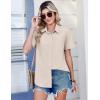 Zeagoo Women Blouses Short Sleeve Button Down Shirts Business Casual Dressy Work Tops Summer Spring Clothes(Light Khaki)