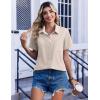 Zeagoo Women Blouses Short Sleeve Button Down Shirts Business Casual Dressy Work Tops Summer Spring Clothes(Light Khaki)