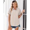 Zeagoo Women Blouses Short Sleeve Button Down Shirts Business Casual Dressy Work Tops Summer Spring Clothes(Light Khaki)