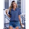 Zeagoo Women Blouses Short Sleeve Button Down Shirts Business Casual Dressy Work Tops Summer Spring Clothes(Navy Blue)