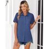 Zeagoo Women Blouses Short Sleeve Button Down Shirts Business Casual Dressy Work Tops Summer Spring Clothes(Navy Blue)