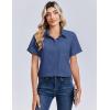 Zeagoo Women Blouses Short Sleeve Button Down Shirts Business Casual Dressy Work Tops Summer Spring Clothes(Navy Blue)