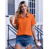 Zeagoo Women Blouses Short Sleeve Button Down Shirts Business Casual Dressy Work Tops Summer Spring Clothes(Orange)