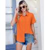 Zeagoo Women Blouses Short Sleeve Button Down Shirts Business Casual Dressy Work Tops Summer Spring Clothes(Orange)