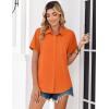 Zeagoo Women Blouses Short Sleeve Button Down Shirts Business Casual Dressy Work Tops Summer Spring Clothes(Orange)