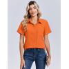 Zeagoo Women Blouses Short Sleeve Button Down Shirts Business Casual Dressy Work Tops Summer Spring Clothes(Orange)
