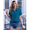 Zeagoo Women Blouses Short Sleeve Button Down Shirts Business Casual Dressy Work Tops Summer Spring Clothes(Peacock Blue)