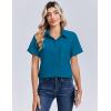 Zeagoo Women Blouses Short Sleeve Button Down Shirts Business Casual Dressy Work Tops Summer Spring Clothes(Peacock Blue)