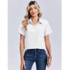 Zeagoo Women Blouses Short Sleeve Button Down Shirts Business Casual Dressy Work Tops Summer Spring Clothes(White)