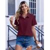 Zeagoo Women Blouses Short Sleeve Button Down Shirts Business Casual Dressy Work Tops Summer Spring Clothes(Wine Red)