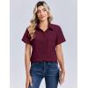 Zeagoo Women Blouses Short Sleeve Button Down Shirts Business Casual Dressy Work Tops Summer Spring Clothes(Wine Red)