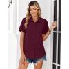 Zeagoo Women Blouses Short Sleeve Button Down Shirts Business Casual Dressy Work Tops Summer Spring Clothes(Wine Red)